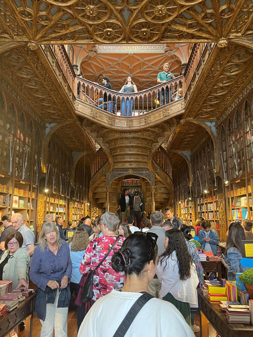 After paying and waiting: The view inside Livraria Lello bookstore in Porto, Portugal.