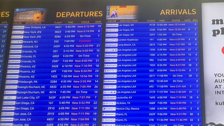 A departures and arrivals board at Austin Airport showing CrowdStrike-related delays. The CrowdStrike meltdown was just one event that impacted cruise sales in July.