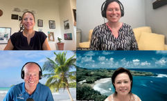 Clockwise from top left: news editor Johanna Jainchill; host Rebecca Tobin; Sherry Duong, executive director of the Maui Visitors and Convention Bureau; and David Taylor, marketing director at Kai Kanani.