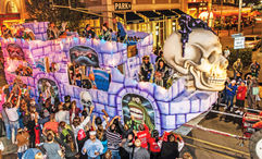 A float rolls along during the Krewe of Boo, New Orleans' official Halloween parade. The October event is one of several fall festivals in the city.