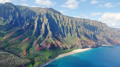 A view of Kauai's Napali Coast from a helicopter tour in May 2022.