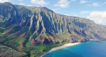 A view of Kauai's Napali Coast from a helicopter tour in May 2022.