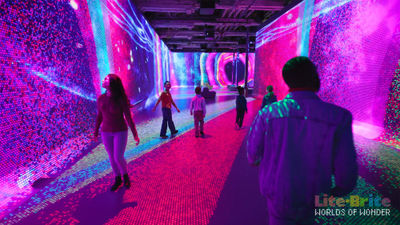 Lite-Brites form dynamic new worlds in a new show at Illuminarium Las Vegas.