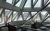 One of the lounge areas on the ship, which featured luxury touches like gourmet food and fine wine.