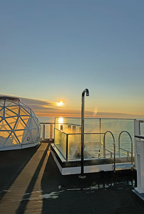 The igloos on Lindblad's National Geographic Resolution are conveniently located next to the ship's glass-walled hot tubs.