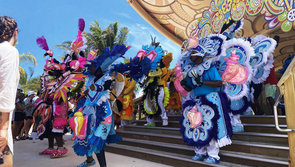 The main theme of the private destination is Junkanoo, the traditional Caribbean celebration where locals parade to lively music wearing masks and colorful costumes.