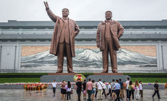 The Mansudae Grand Monument in Pyongyang, North Korea.