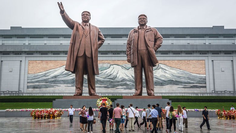 The Mansudae Grand Monument in Pyongyang, North Korea.