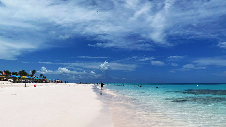 The clear, blue water on the beach at Lookout Cay at Lighthouse Point, Disney Cruise Line's private destination on Eleuthera.